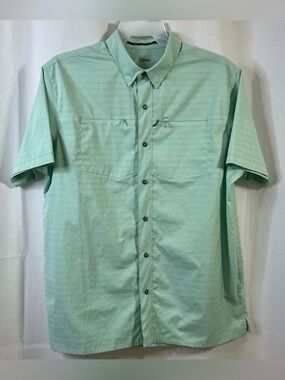 Worldwide Sportsman Shirt Mens Green Button Up Short Sleeve Fishing XL